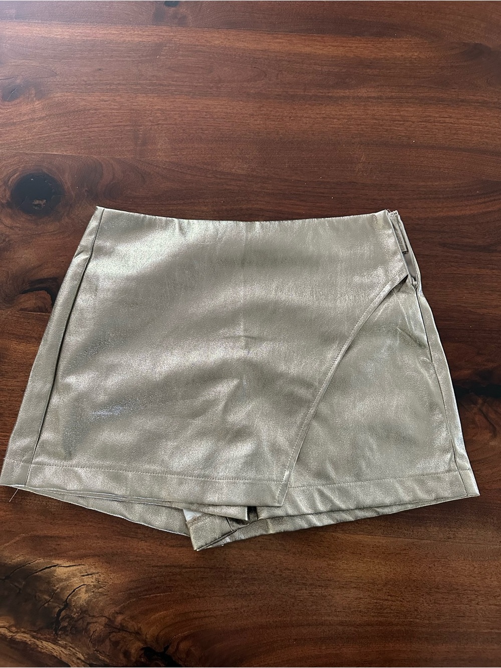 Francesca's Metallic Faux Leather Skort